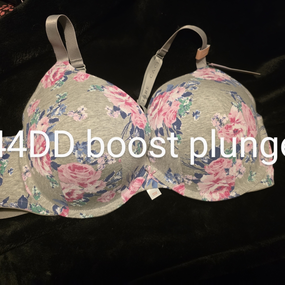 Cacique Gray Floral Plunge Bra